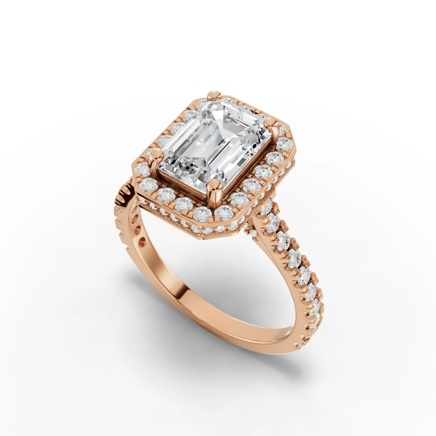 1.5 Carat Center Emerald Cut Moissanite Diamond Engagement Ring