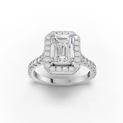 1.5 Carat Center Emerald Cut Moissanite Diamond Engagement Ring