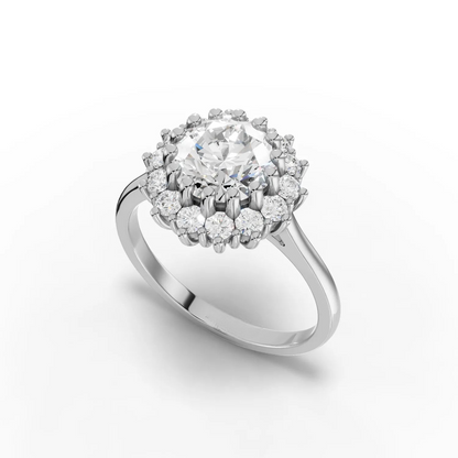 1.5 Carat Center Round Cut Moissanite Diamond Engagement Ring