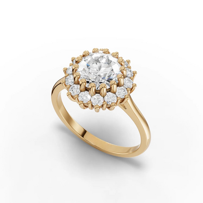 1.5 Carat Center Round Cut Moissanite Diamond Engagement Ring
