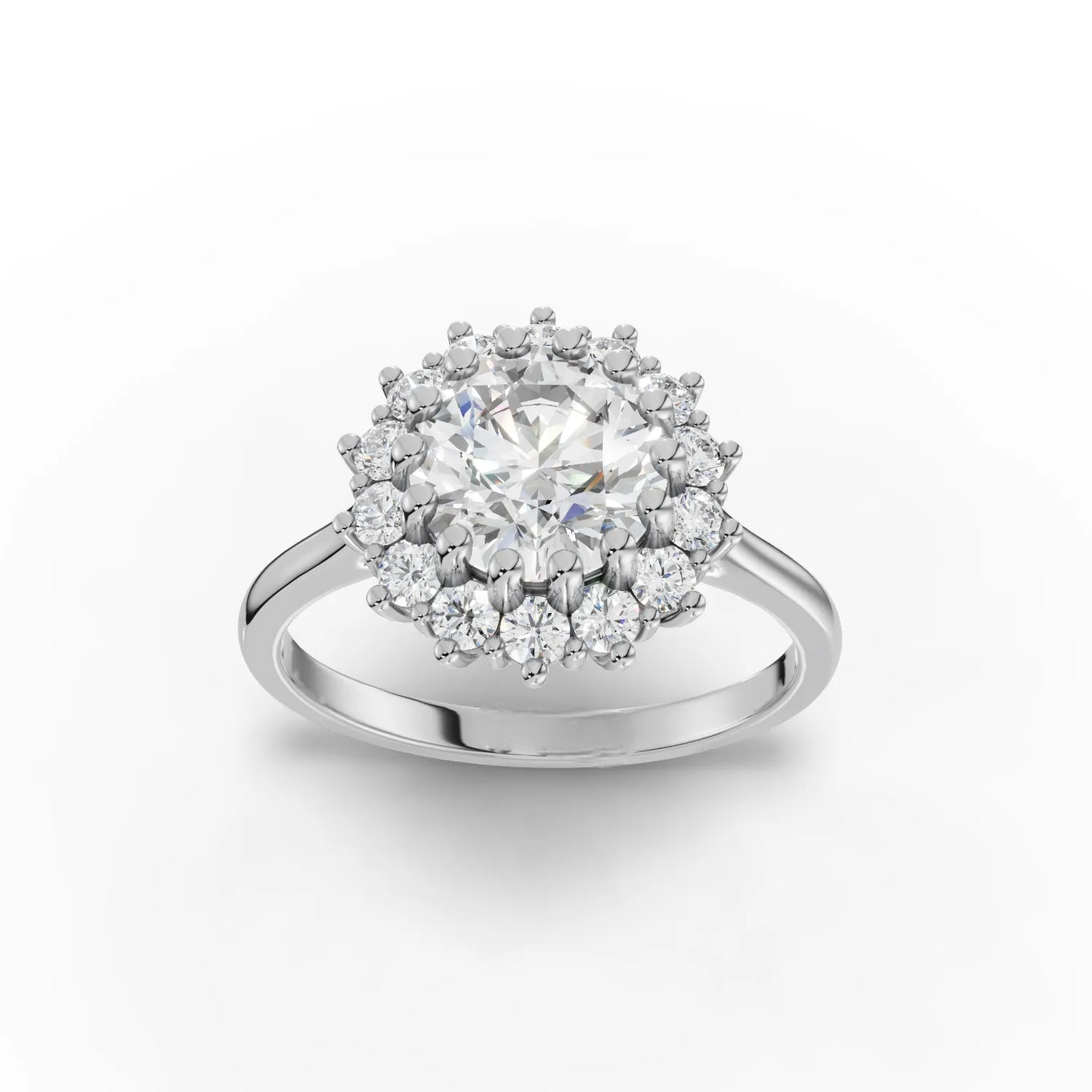 1.5 Carat Center Round Cut Moissanite Diamond Engagement Ring