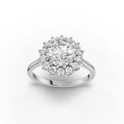 1.5 Carat Center Round Cut Moissanite Diamond Engagement Ring