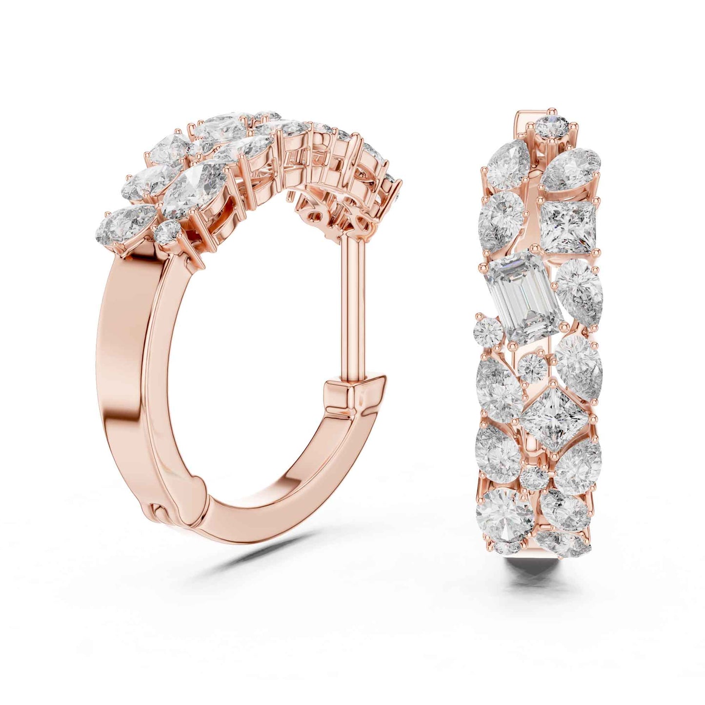 Multi-Shape Cluster Lab Grown Diamond Hoop & Huggie Earrings