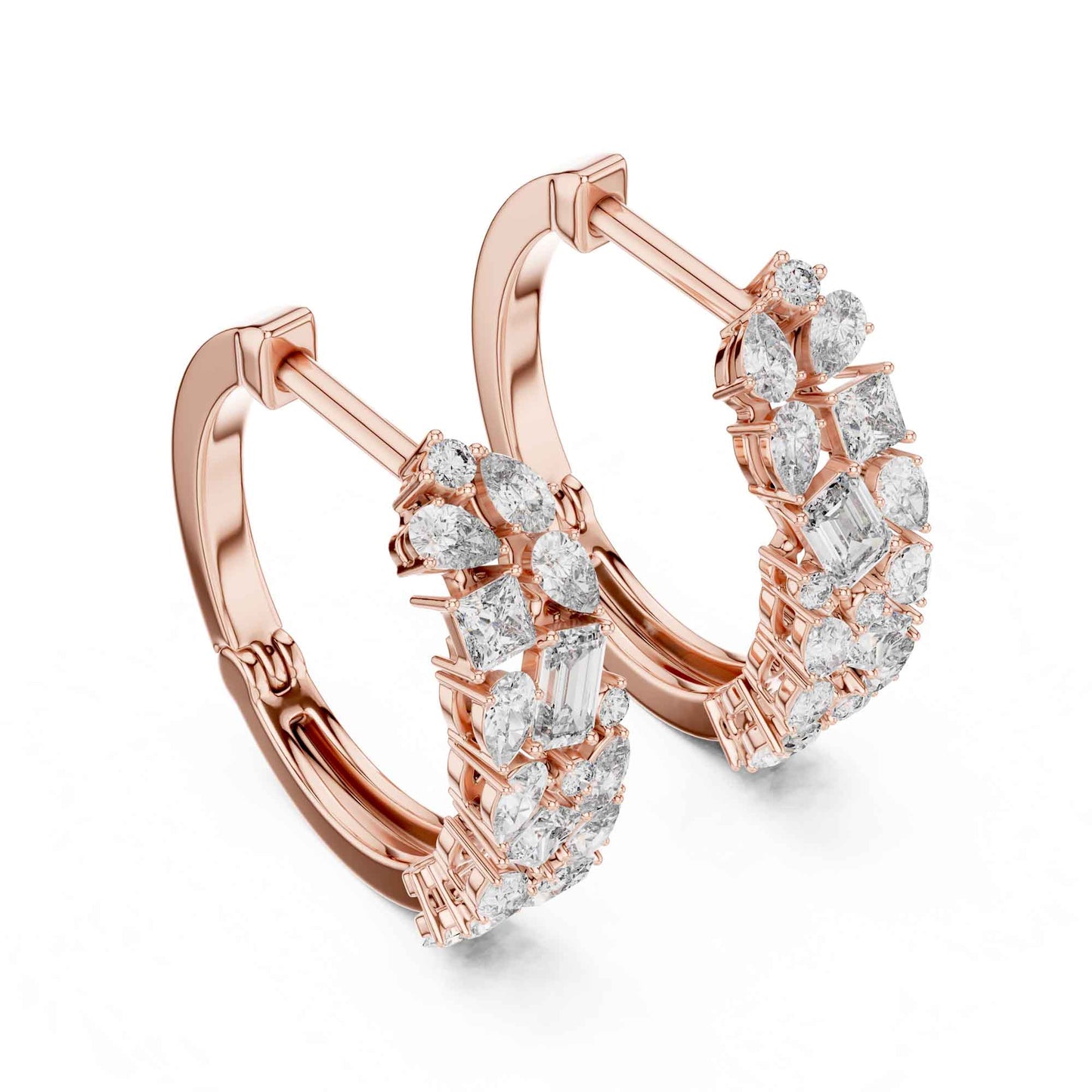 Multi-Shape Cluster Lab Grown Diamond Hoop & Huggie Earrings