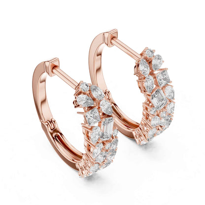 Multi-Shape Cluster Lab Grown Diamond Hoop & Huggie Earrings
