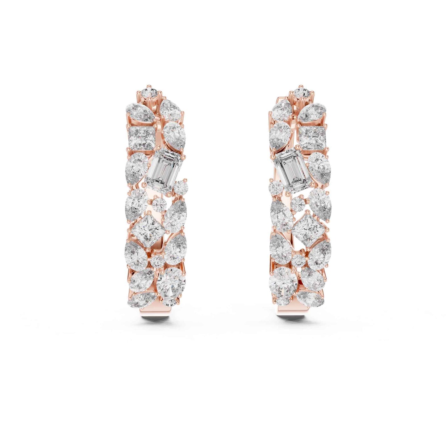 Multi-Shape Cluster Lab Grown Diamond Hoop & Huggie Earrings