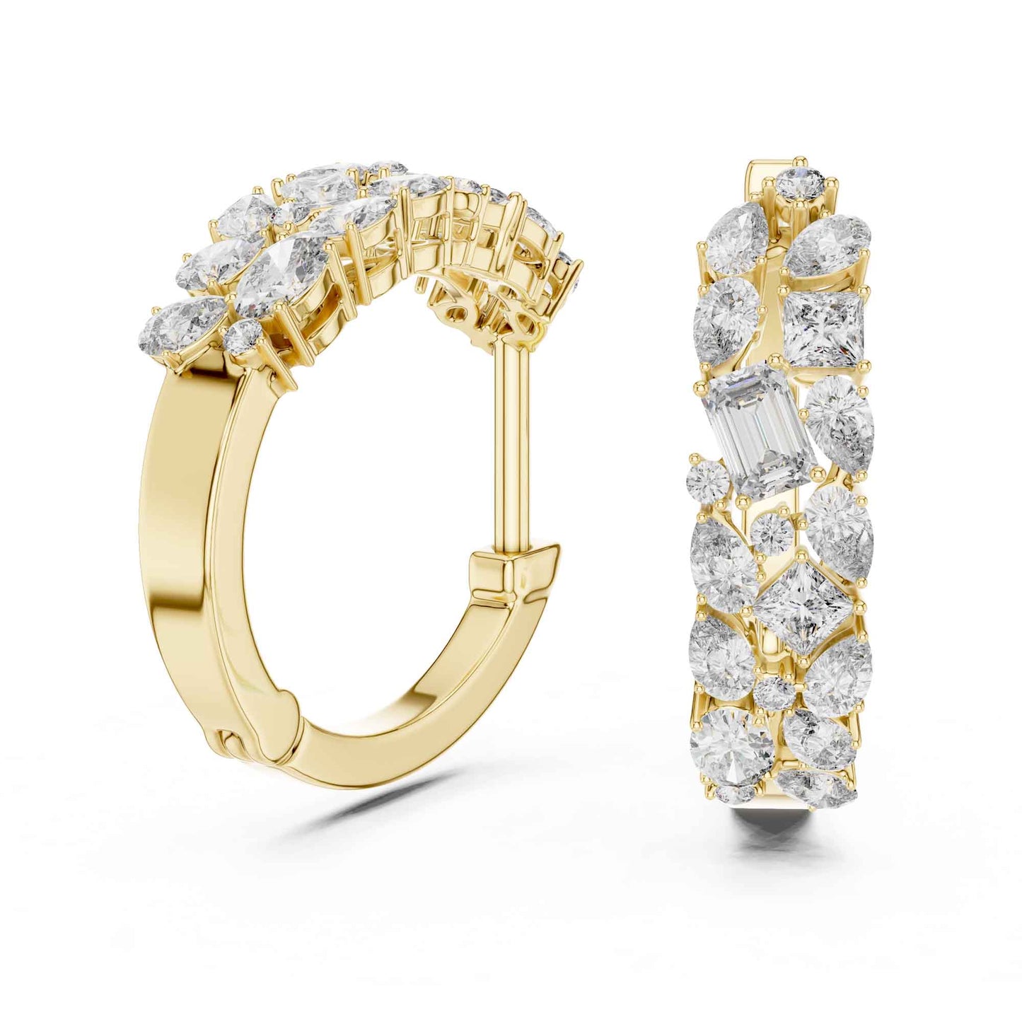 Multi-Shape Cluster Lab Grown Diamond Hoop & Huggie Earrings