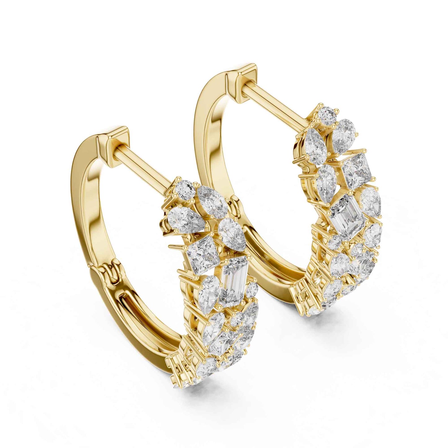 Multi-Shape Cluster Lab Grown Diamond Hoop & Huggie Earrings
