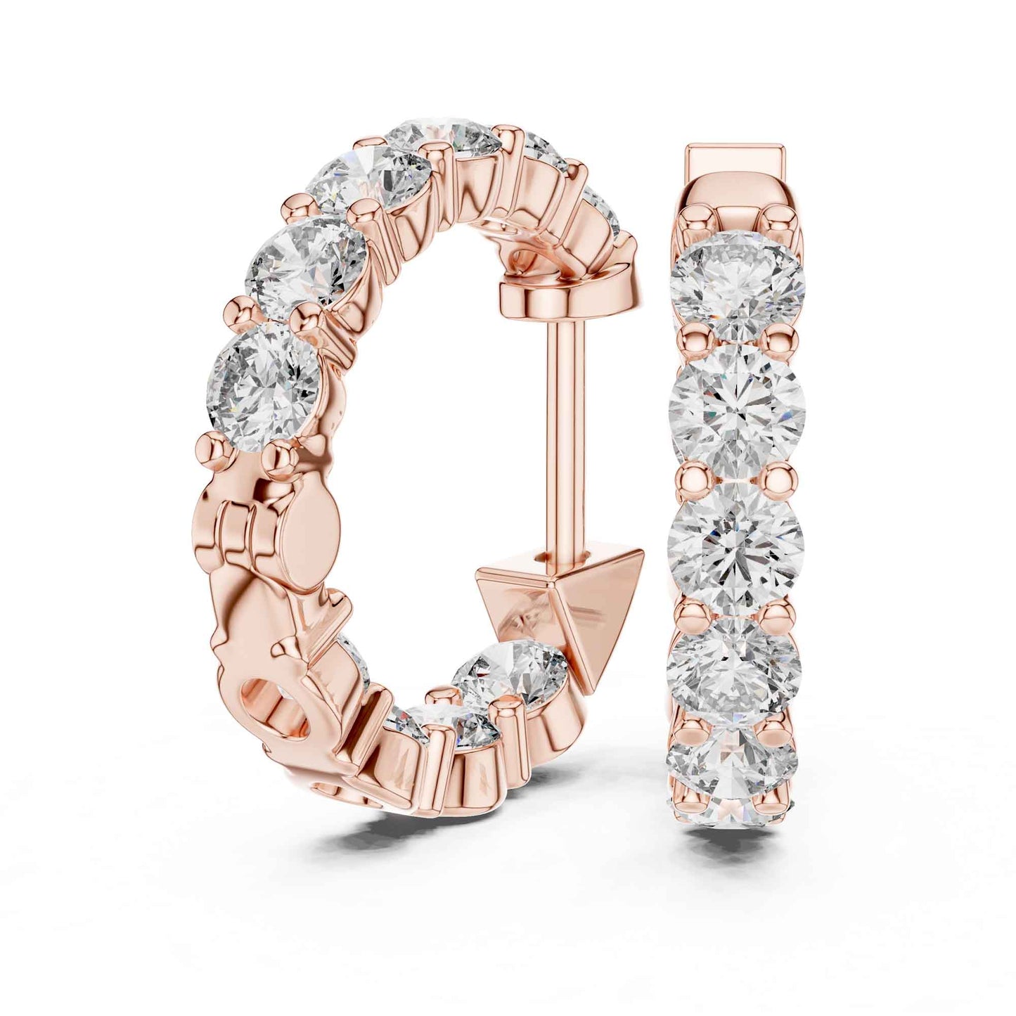 Classic Round Cut Lab Grown Diamond Eternity Hoop & Huggie Earrings