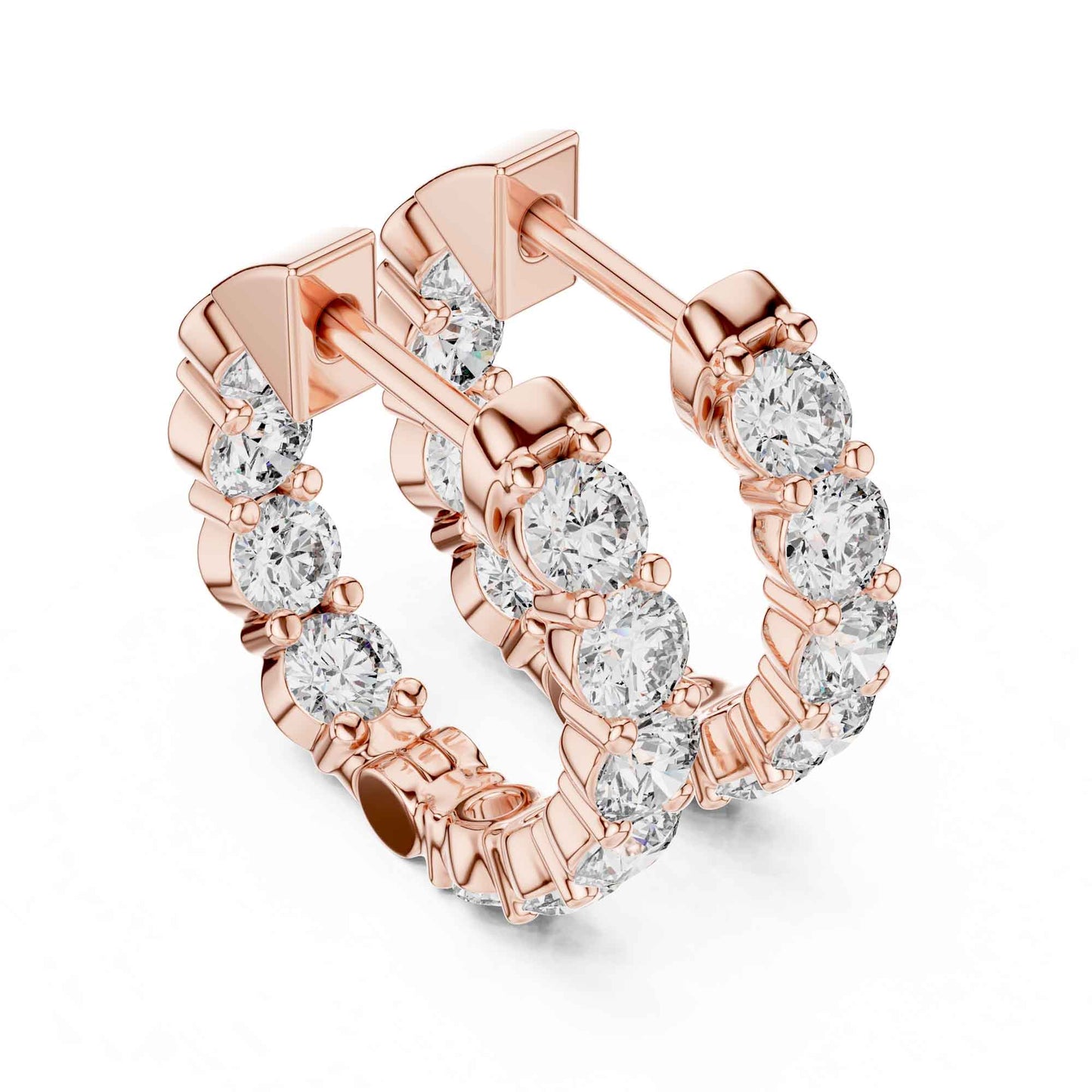 Classic Round Cut Lab Grown Diamond Eternity Hoop & Huggie Earrings