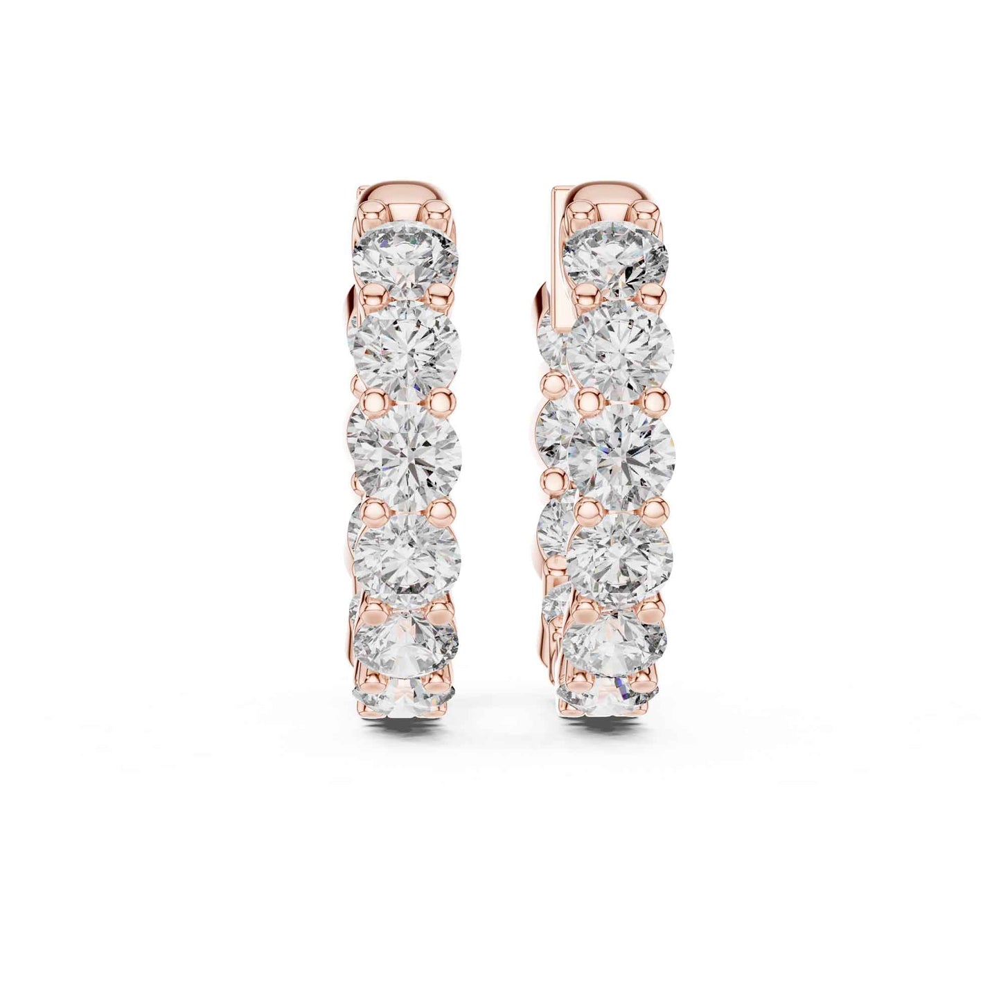 Classic Round Cut Lab Grown Diamond Eternity Hoop & Huggie Earrings