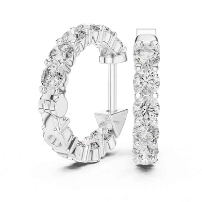 Classic Round Cut Lab Grown Diamond Eternity Hoop & Huggie Earrings