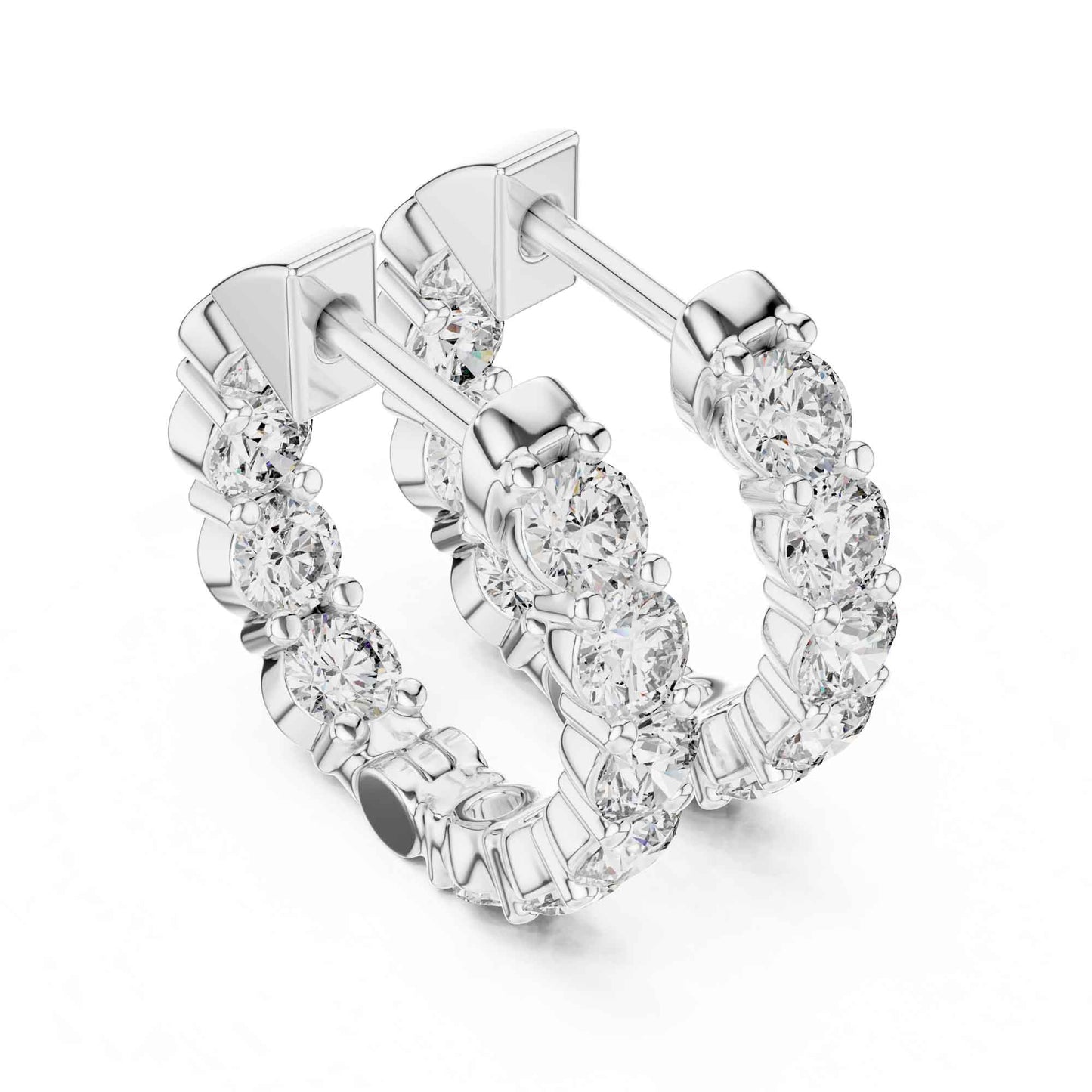 Classic Round Cut Lab Grown Diamond Eternity Hoop & Huggie Earrings