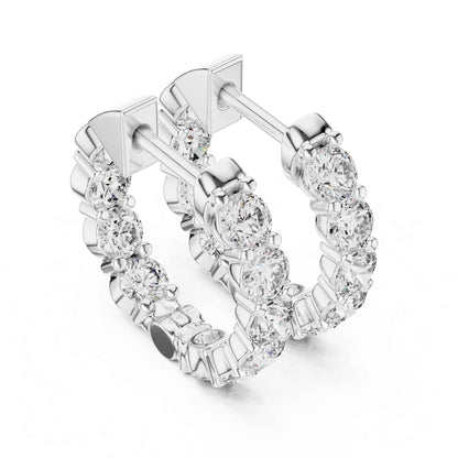 Classic Round Cut Lab Grown Diamond Eternity Hoop & Huggie Earrings