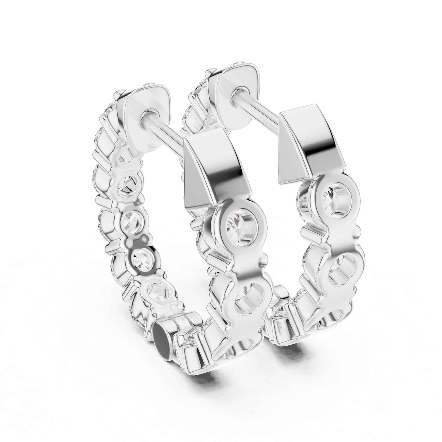 Classic Round Cut Lab Grown Diamond Eternity Hoop & Huggie Earrings