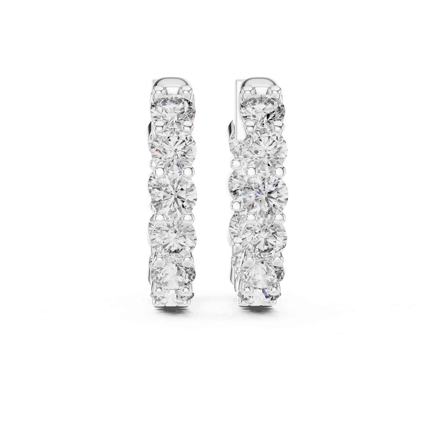 Classic Round Cut Lab Grown Diamond Eternity Hoop & Huggie Earrings