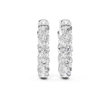 Classic Round Cut Lab Grown Diamond Eternity Hoop & Huggie Earrings