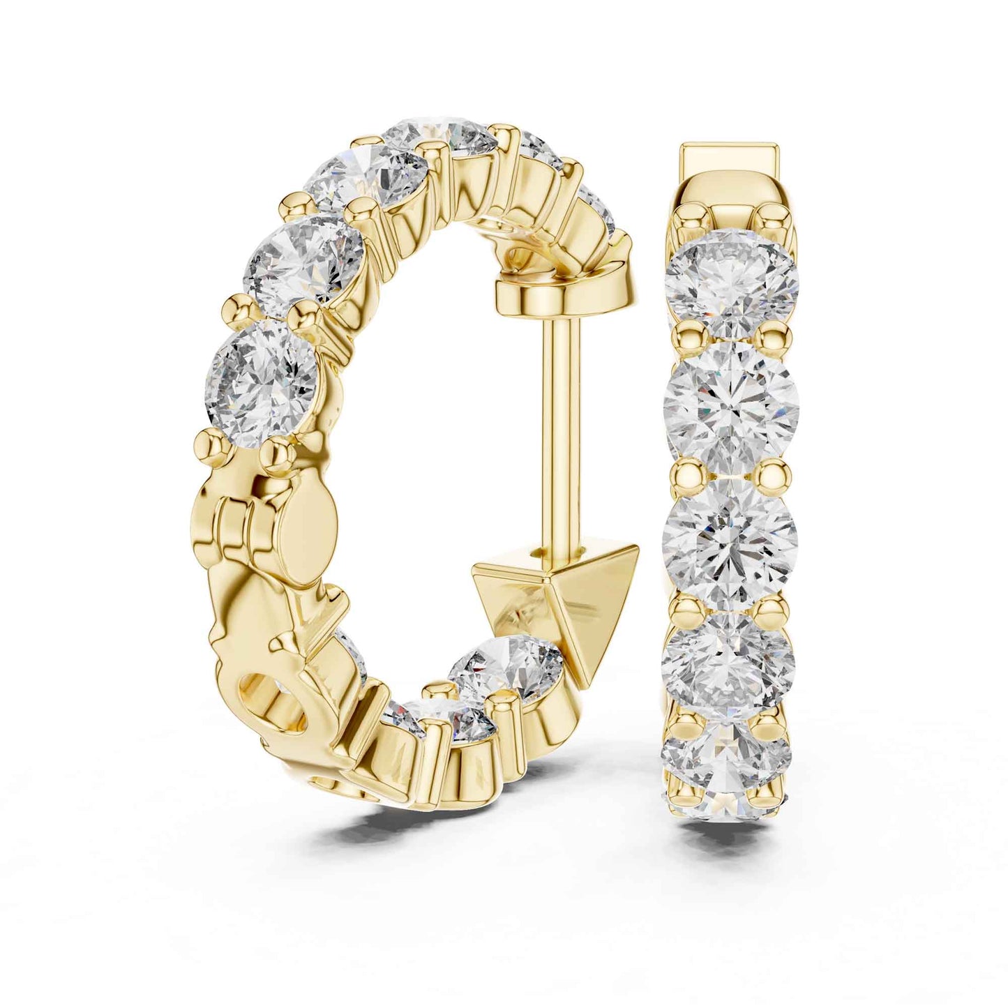 Classic Round Cut Lab Grown Diamond Eternity Hoop & Huggie Earrings