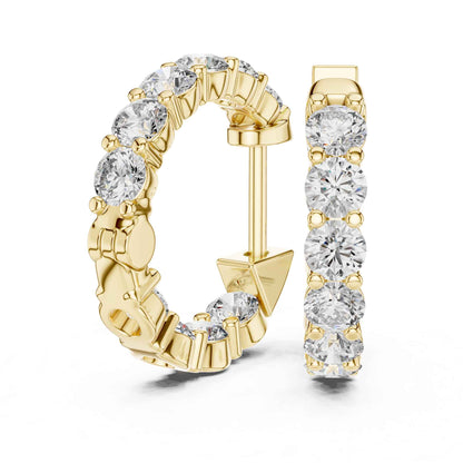 Classic Round Cut Lab Grown Diamond Eternity Hoop & Huggie Earrings