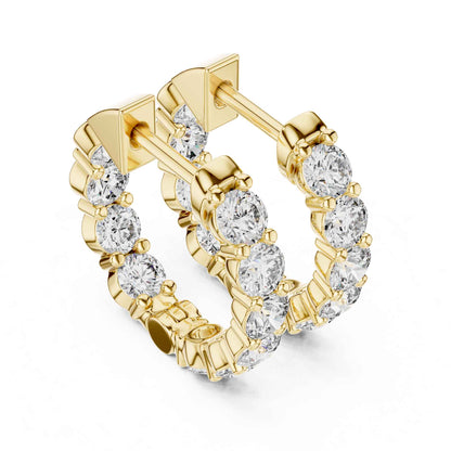 Classic Round Cut Lab Grown Diamond Eternity Hoop & Huggie Earrings