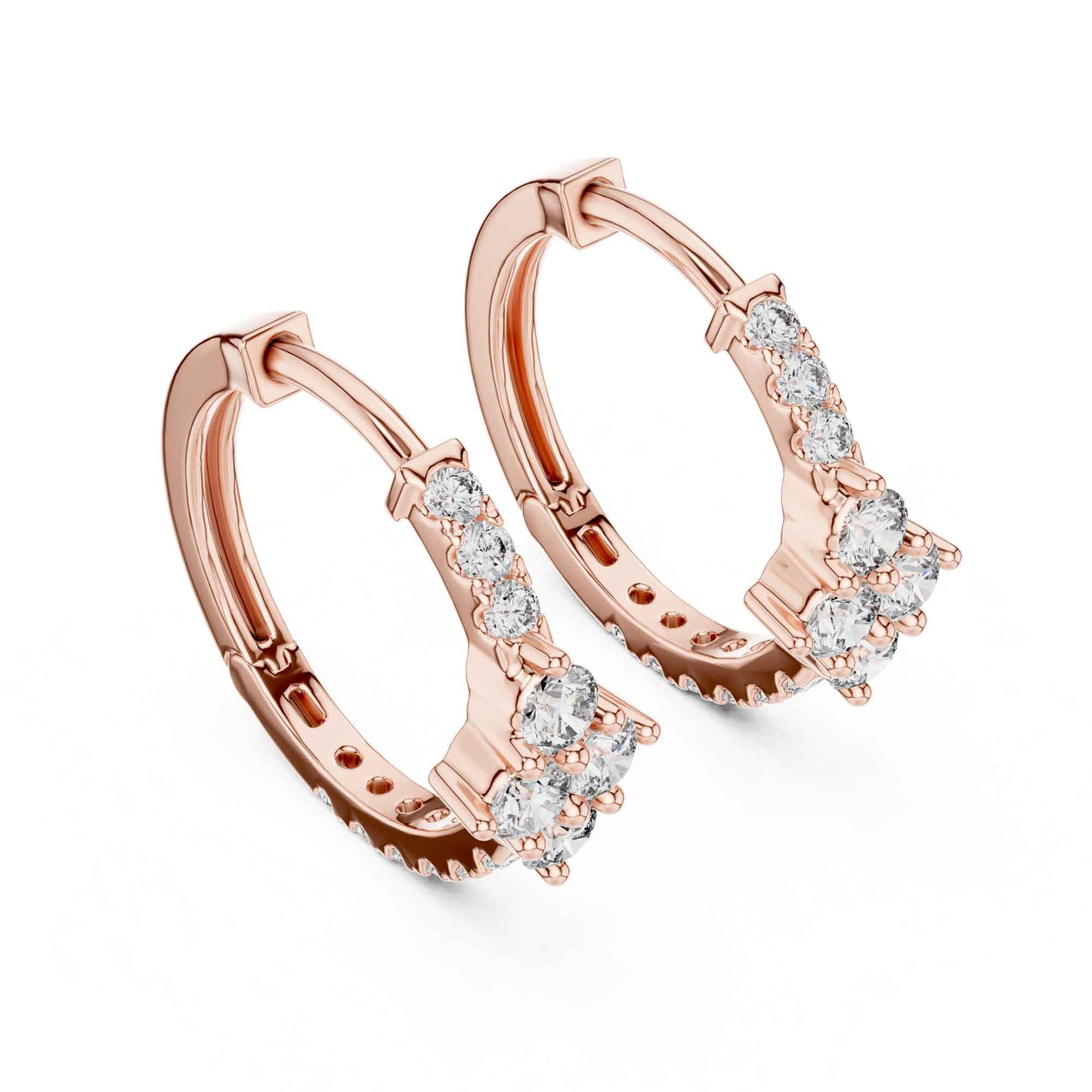 Floral Cluster Round Cut Lab Grown Diamond Hoop & Huggie Earrings