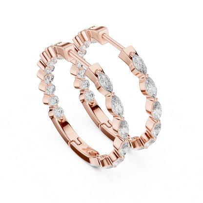 Round & Marquise Cut Lab Grown Diamond Hoop & Huggie Earrings