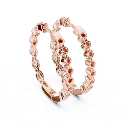 Round & Marquise Cut Lab Grown Diamond Hoop & Huggie Earrings