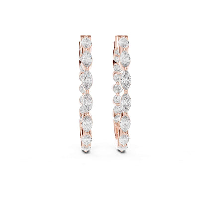 Round & Marquise Cut Lab Grown Diamond Hoop & Huggie Earrings