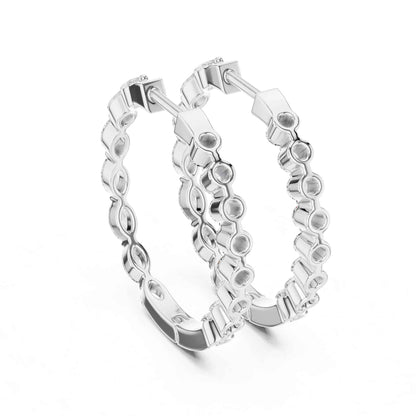 Round & Marquise Cut Lab Grown Diamond Hoop & Huggie Earrings