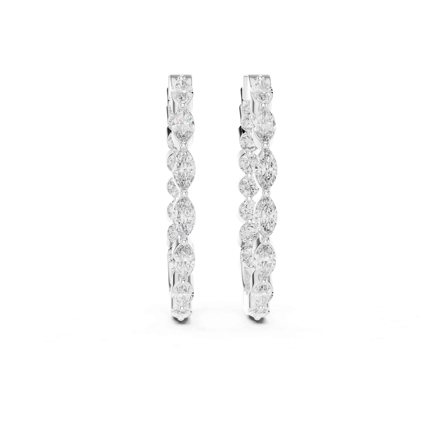 Round & Marquise Cut Lab Grown Diamond Hoop & Huggie Earrings