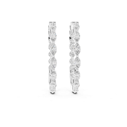 Round & Marquise Cut Lab Grown Diamond Hoop & Huggie Earrings