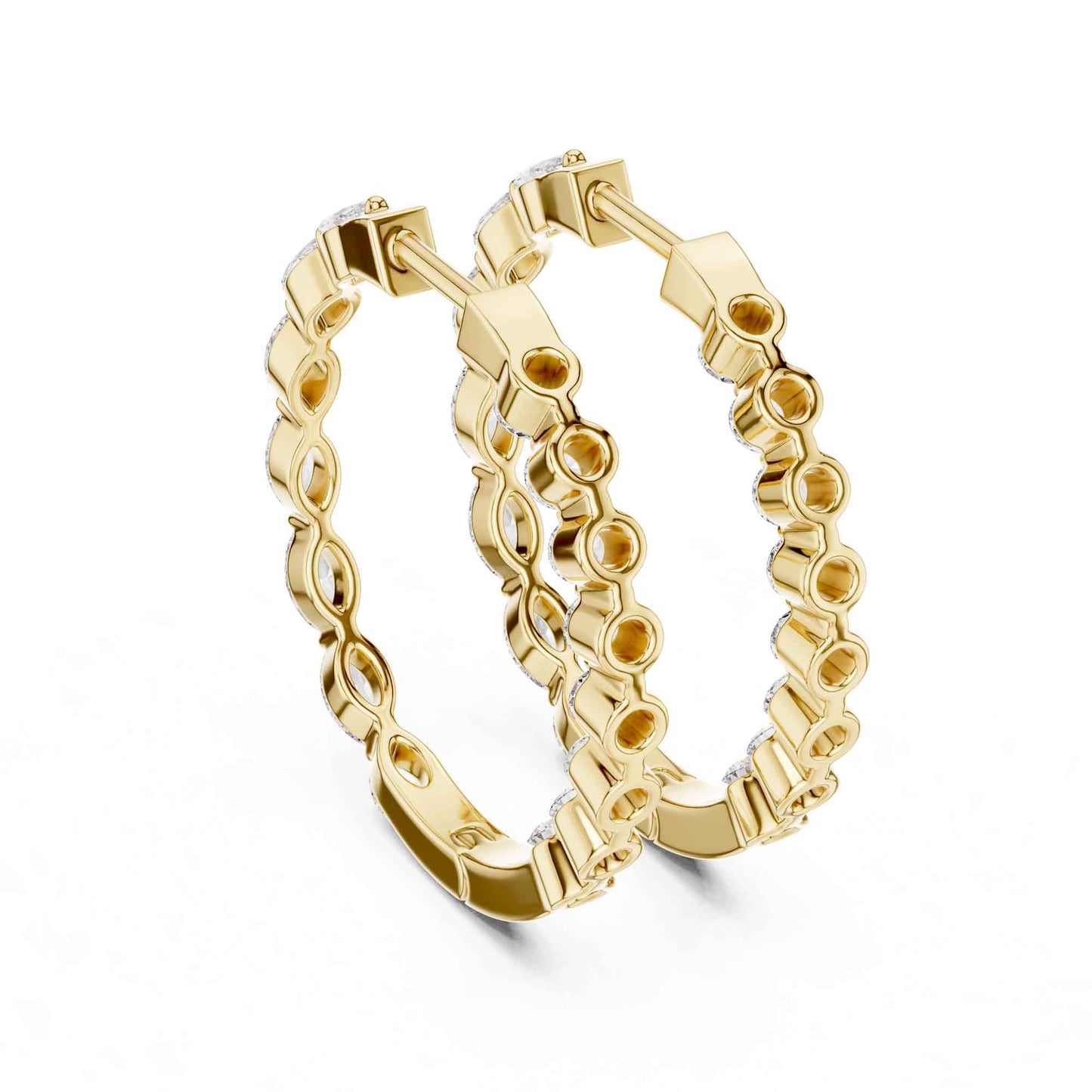 Round & Marquise Cut Lab Grown Diamond Hoop & Huggie Earrings