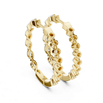Round & Marquise Cut Lab Grown Diamond Hoop & Huggie Earrings