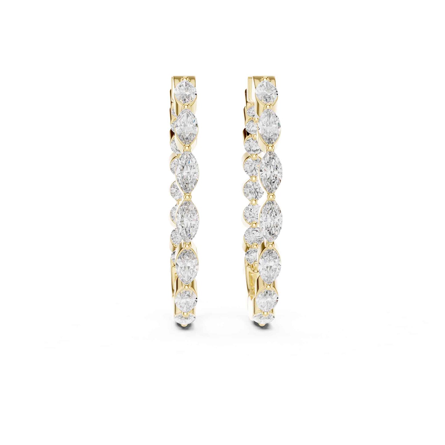 Round & Marquise Cut Lab Grown Diamond Hoop & Huggie Earrings