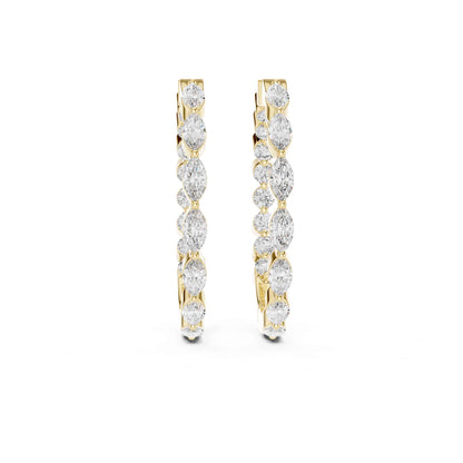 Round & Marquise Cut Lab Grown Diamond Hoop & Huggie Earrings