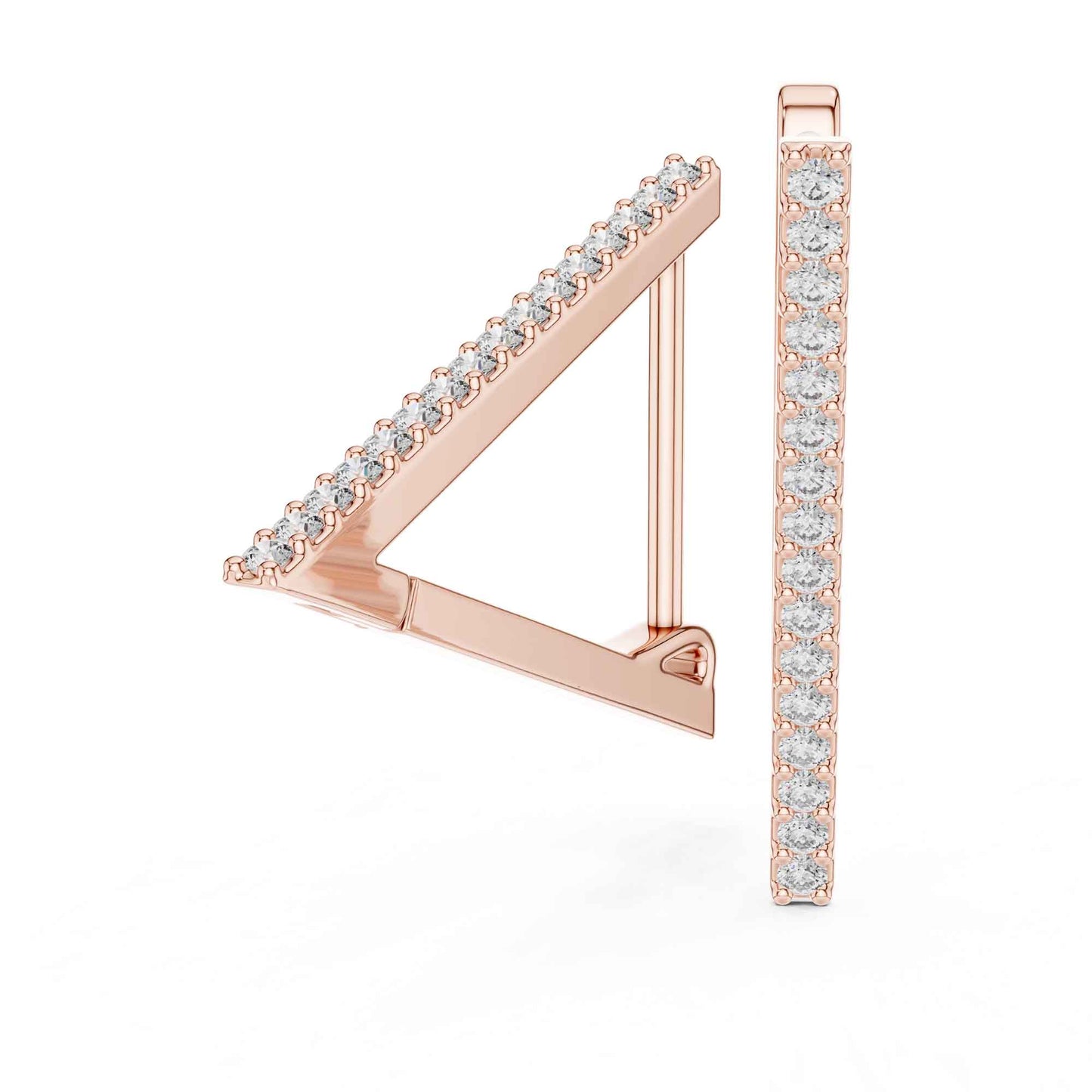 V-Shape Round Cut Lab Grown Diamond Hoop & Huggie Earrings
