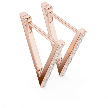 V-Shape Round Cut Lab Grown Diamond Hoop & Huggie Earrings