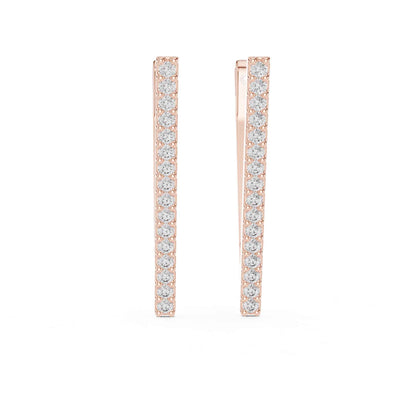 V-Shape Round Cut Lab Grown Diamond Hoop & Huggie Earrings