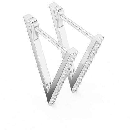 V-Shape Round Cut Lab Grown Diamond Hoop & Huggie Earrings