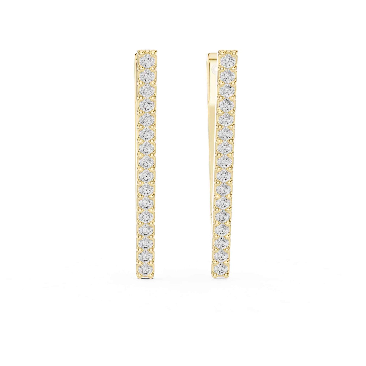 V-Shape Round Cut Lab Grown Diamond Hoop & Huggie Earrings