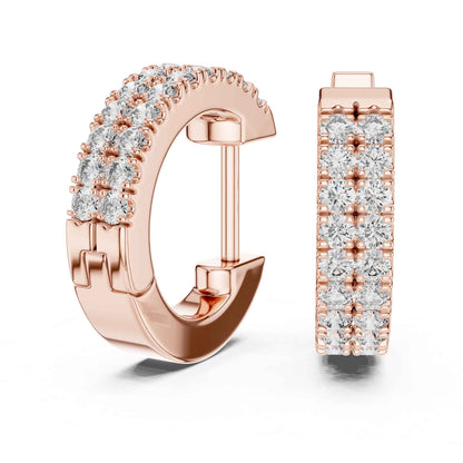 Luxury Round Cut Pavé Lab Grown Diamond Hoop & Huggie Earrings