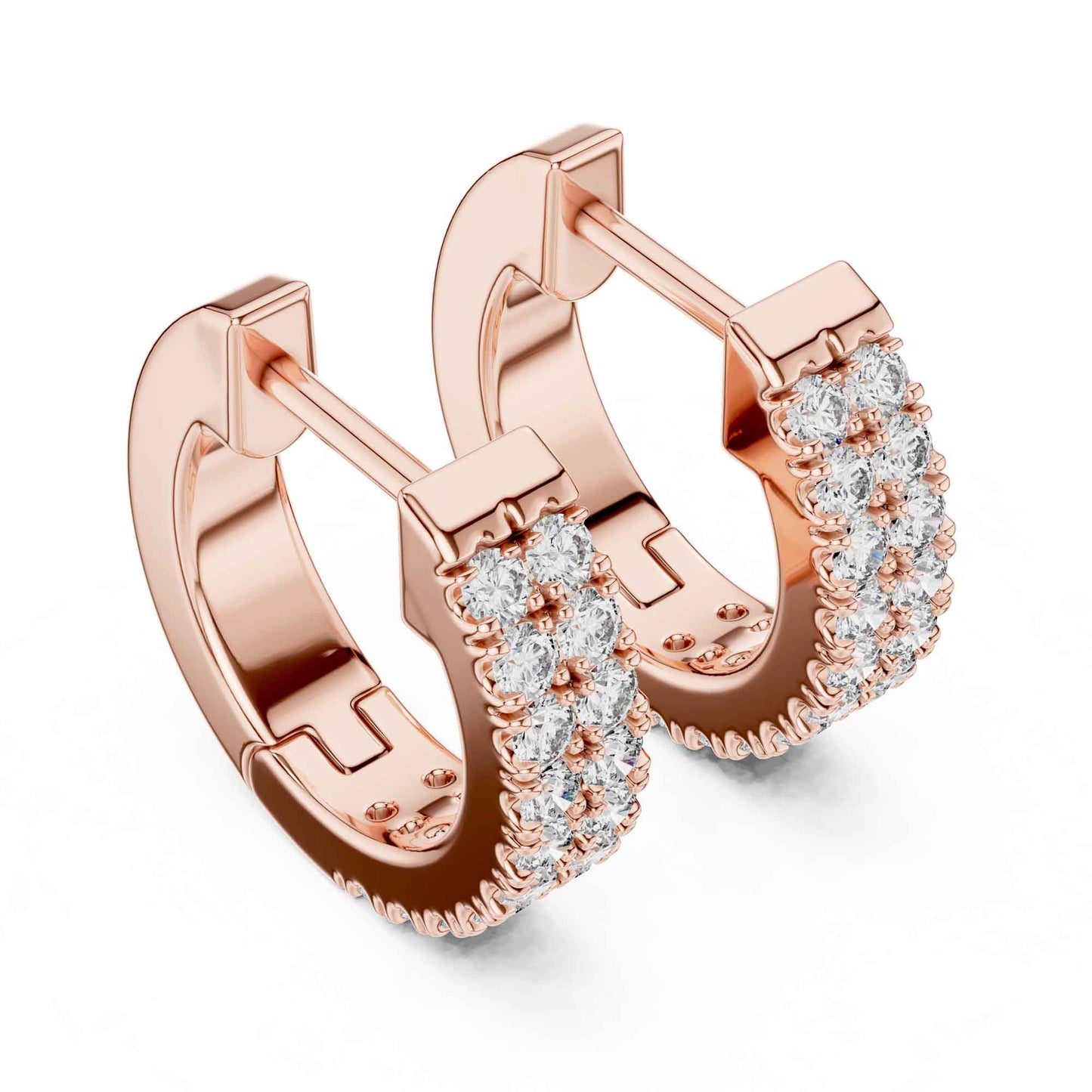 Luxury Round Cut Pavé Lab Grown Diamond Hoop & Huggie Earrings