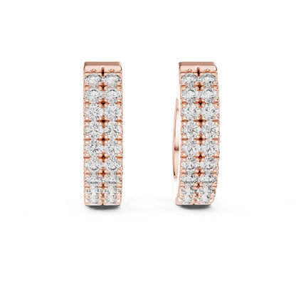 Luxury Round Cut Pavé Lab Grown Diamond Hoop & Huggie Earrings