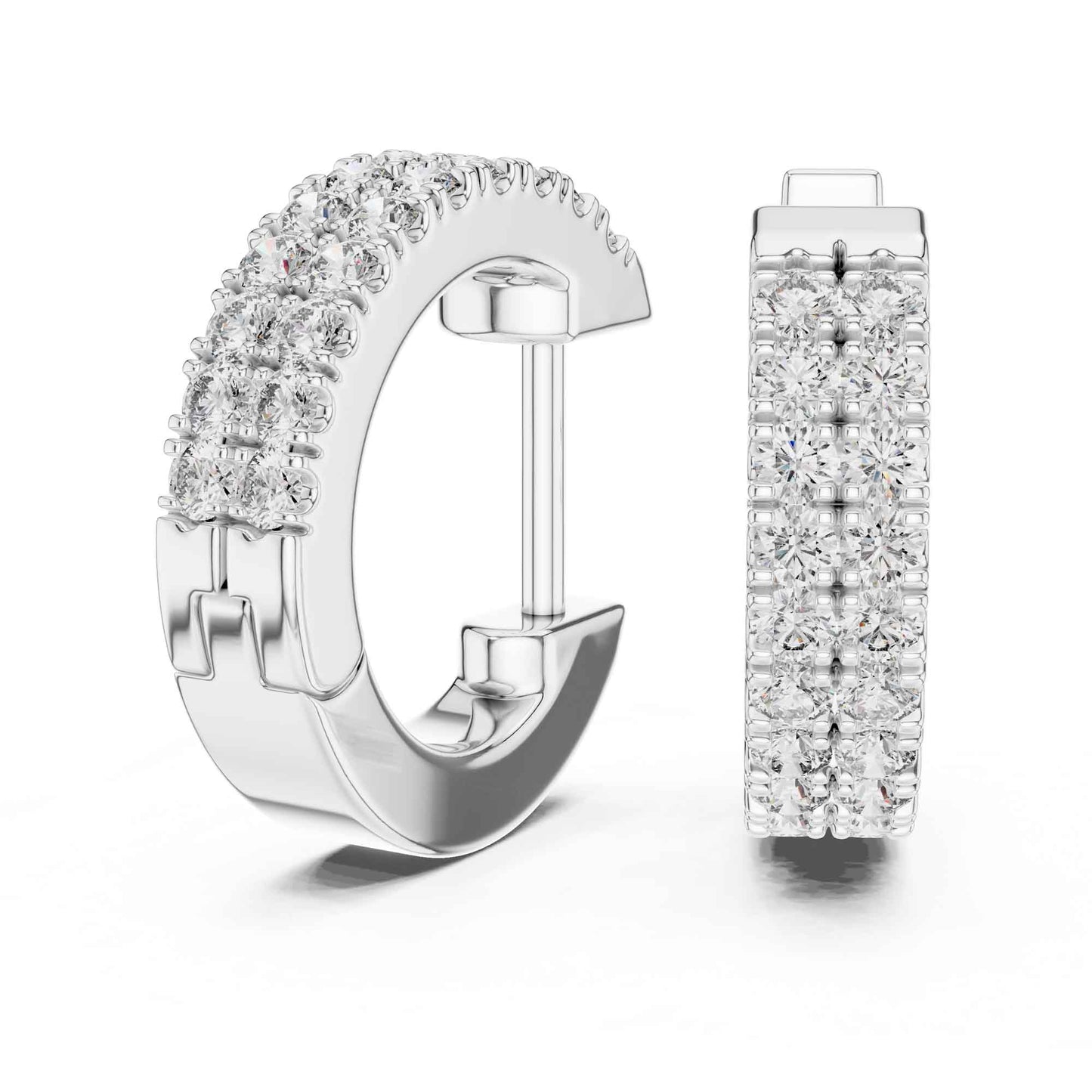 Luxury Round Cut Pavé Lab Grown Diamond Hoop & Huggie Earrings
