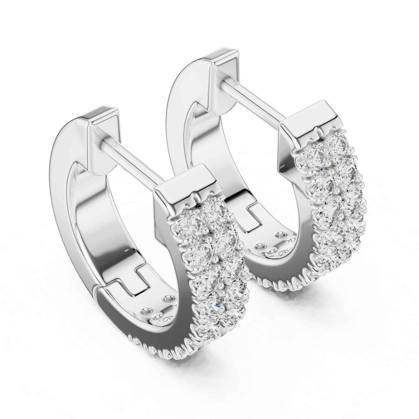Luxury Round Cut Pavé Lab Grown Diamond Hoop & Huggie Earrings
