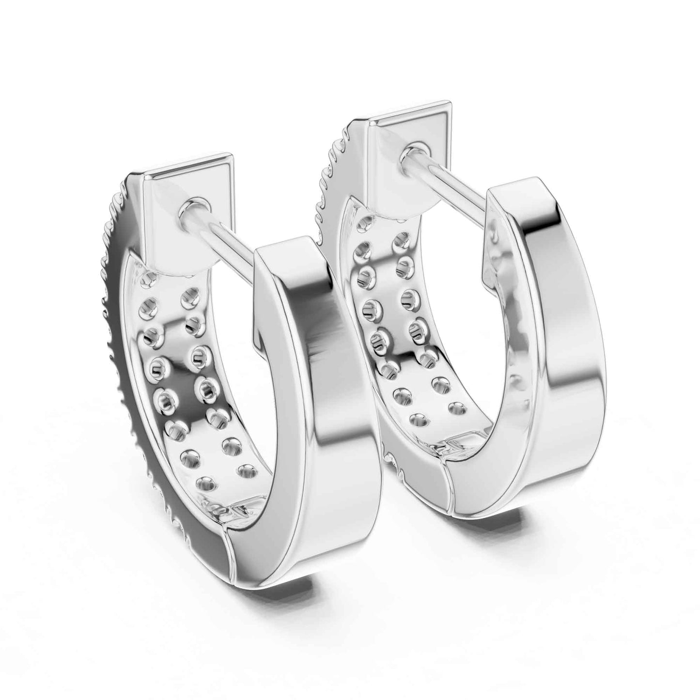 Luxury Round Cut Pavé Lab Grown Diamond Hoop & Huggie Earrings
