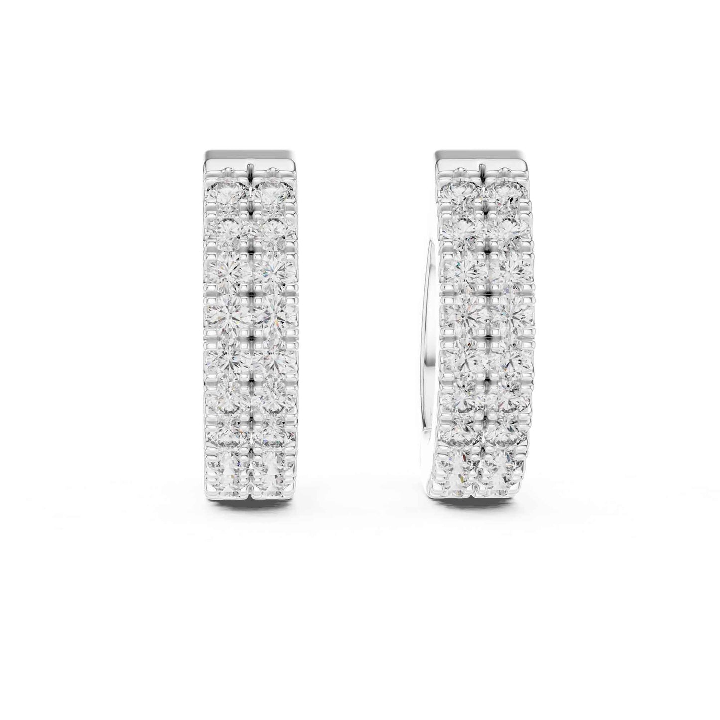 Luxury Round Cut Pavé Lab Grown Diamond Hoop & Huggie Earrings