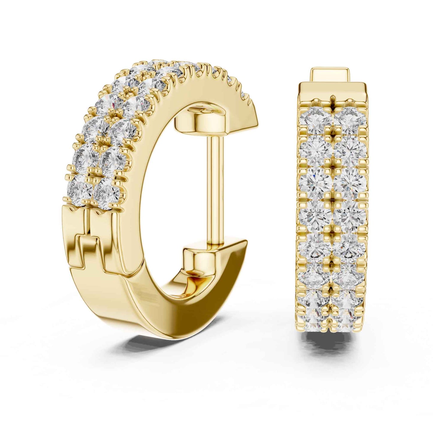 Luxury Round Cut Pavé Lab Grown Diamond Hoop & Huggie Earrings