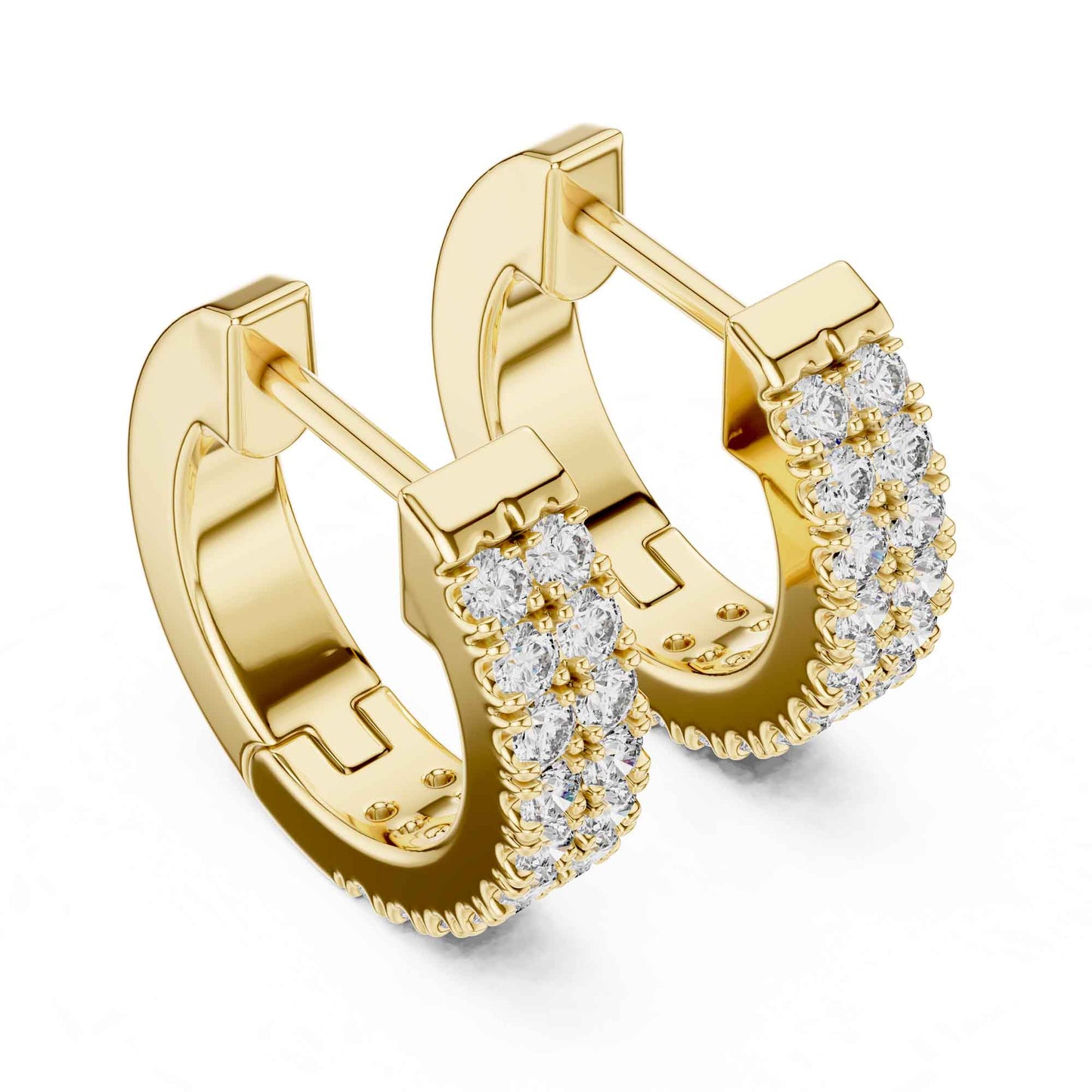 Luxury Round Cut Pavé Lab Grown Diamond Hoop & Huggie Earrings