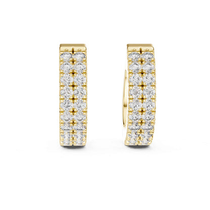Luxury Round Cut Pavé Lab Grown Diamond Hoop & Huggie Earrings
